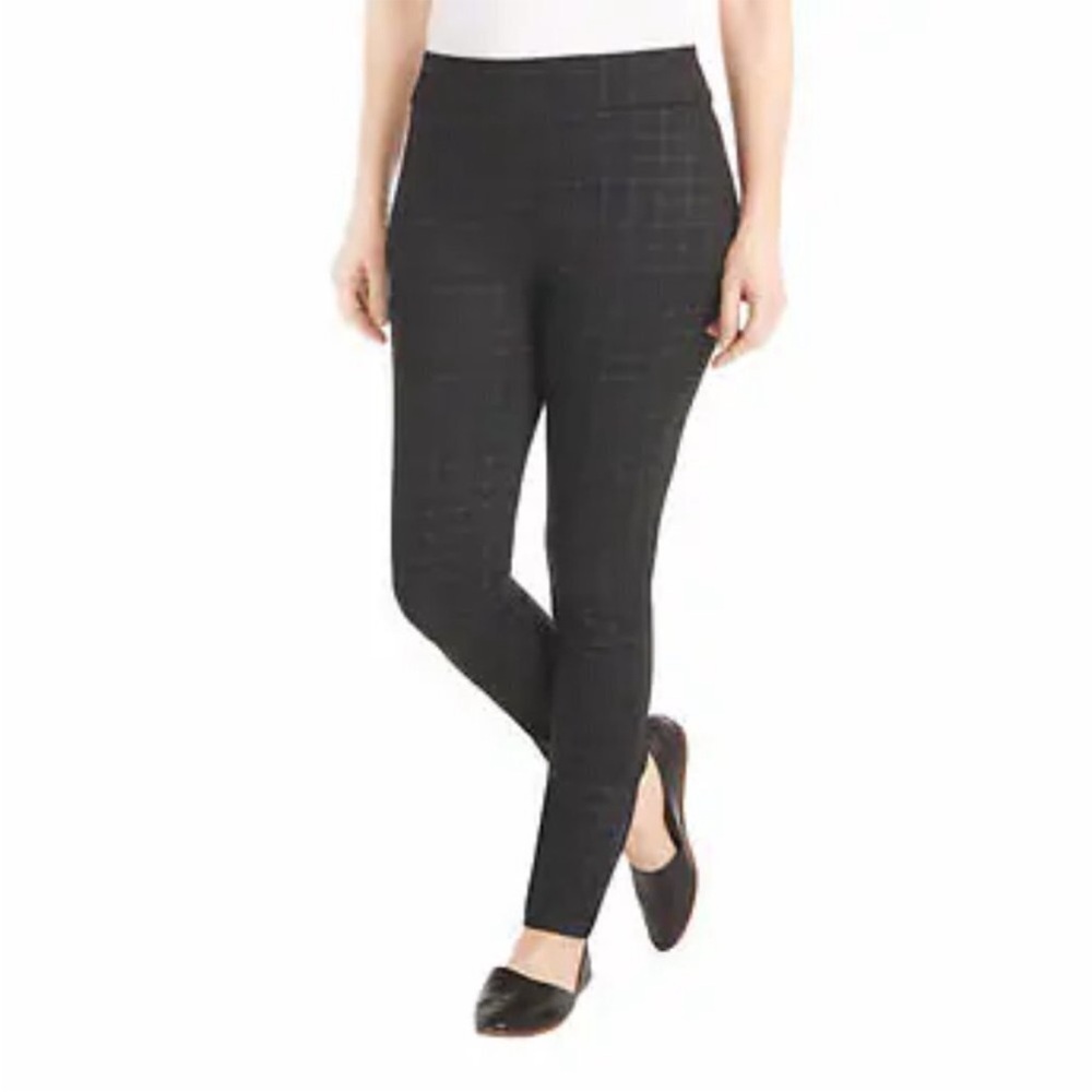 NWT Dalia Pull on Dress Pants with Tummy Control Grey Tonal Plaid Size 4 - Picture 2 of 12